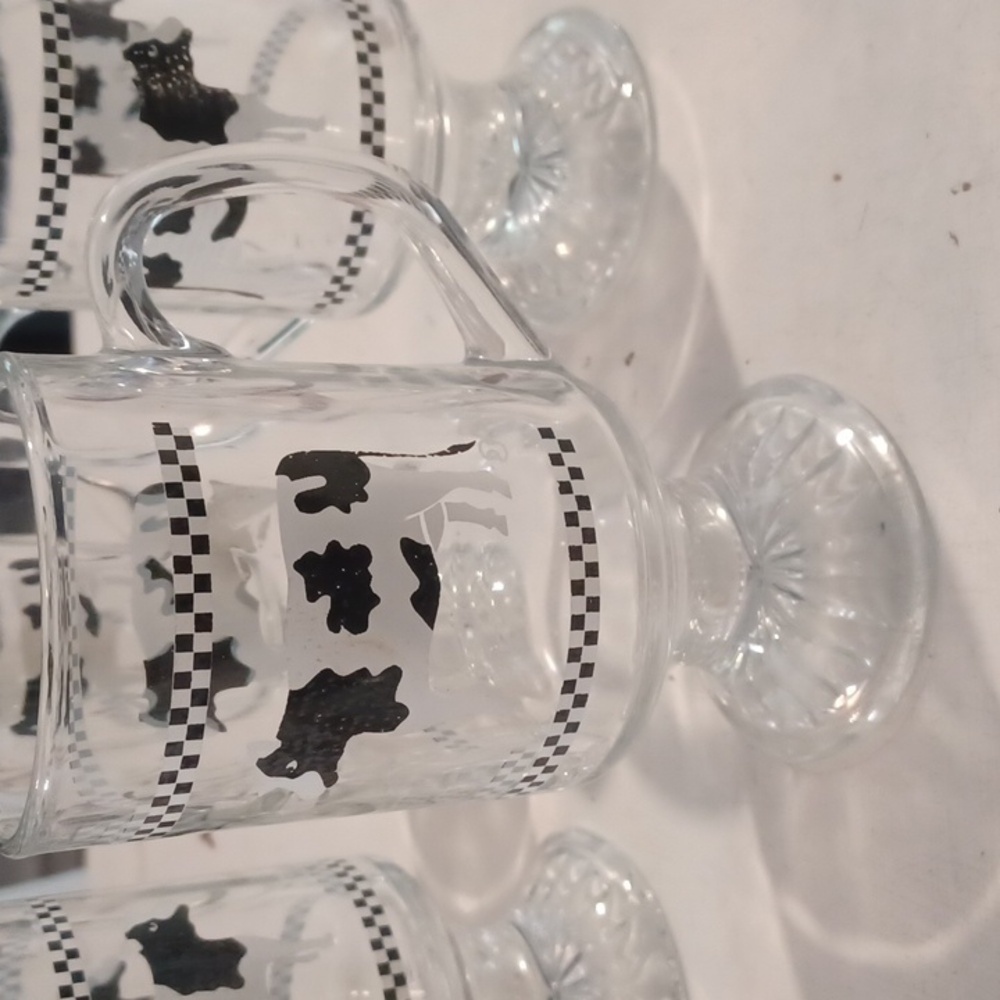 Vintage Cow Pedestal Glasses Set 4 - Picture 2 of 10
